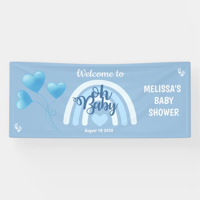 Blue Rainbow Baby Dusche Banner (Horizontal)