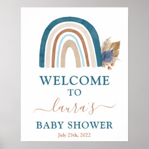 Blue Rainbow Baby Dusche Begrüßungszeichen Poster