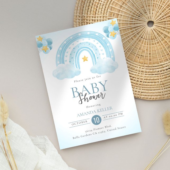 Blue Rainbow Baby Dusche Einladung (Von Creator hochgeladen)