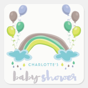Blue Rainbow & Balloons Boy Baby Shooting Sticker