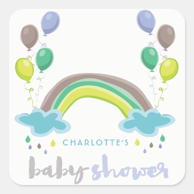 Blue Rainbow & Balloons Boy Baby Shooting Sticker (Vorderseite)