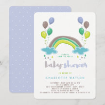 Blue Rainbow & Balloons Whimsical Boy Baby Dusche