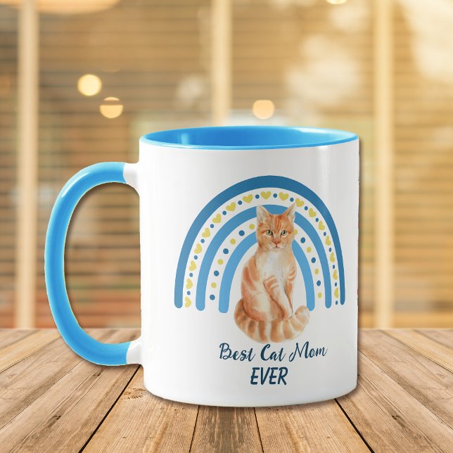 Blue Rainbow Best Ginger Cat Mama Tasse (Von Creator hochgeladen)