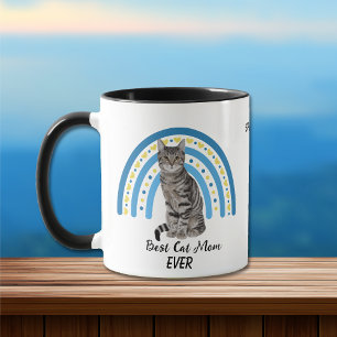Blue Rainbow Best Gray Tabby Cat Mom Mug Tasse