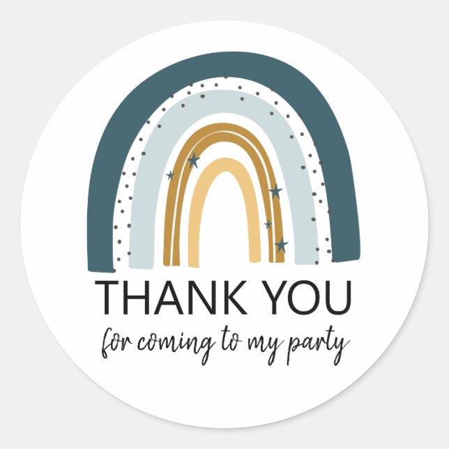 Blue Rainbow Birthday Favor Stickers (Vorderseite)