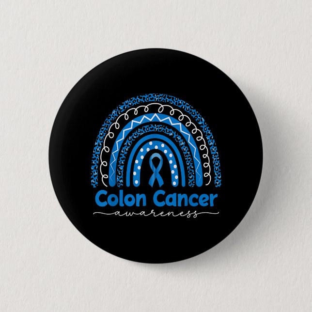 Blue Rainbow Blue Colon Cancer Bewusstsein Button (Vorderseite)