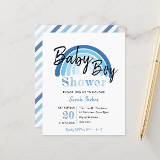 Blue Rainbow Boy Baby Shower Einladung