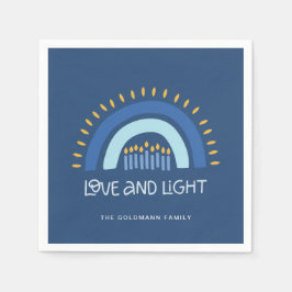 Blue Rainbow Candles Liebe & Light Hanukka Serviette