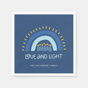 Blue Rainbow Candles Liebe & Light Hanukka Serviette
