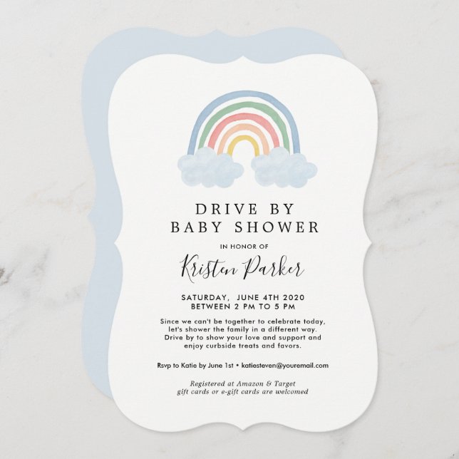 Blue Rainbow Drive by Baby Shower Einladungen (Vorne/Hinten)