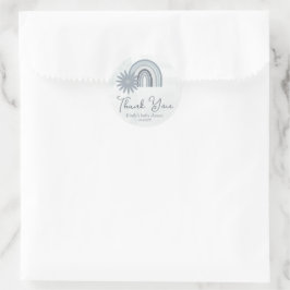 Blue Rainbow Dusty Blue Boho Baby Dusche Runder Aufkleber