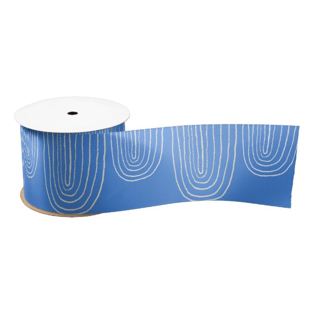Blue Rainbow Mid Century Hanukkah Satinband (Spule)