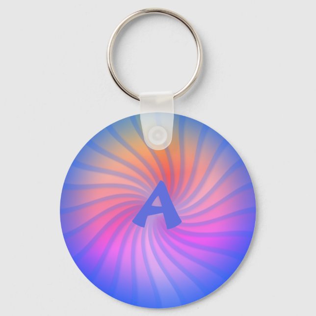 Blue Rainbow Spiral - Anpassbar Schlüsselanhänger (Vorderseite)