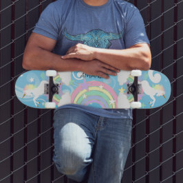 Blue Rainbow Unicorn Skateboard