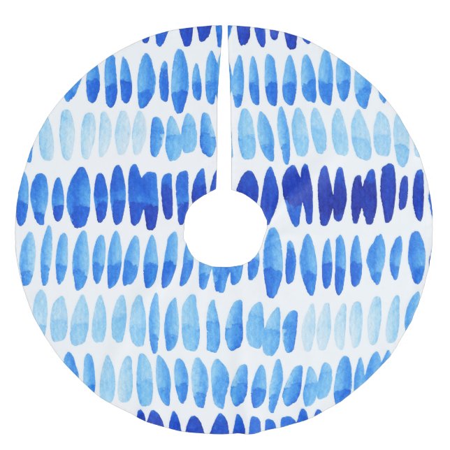 Blue Raindrops: Aquarell Nahtlos Abstrakt Polyester Weihnachtsbaumdecke (Vorderseite)