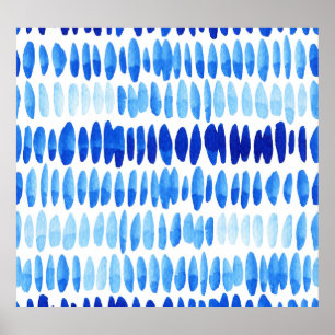 Blue Raindrops: Aquarell Nahtlos Abstrakt Poster