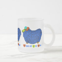 Blue Ram Chinese Year Zodiac Mattiert Glass
