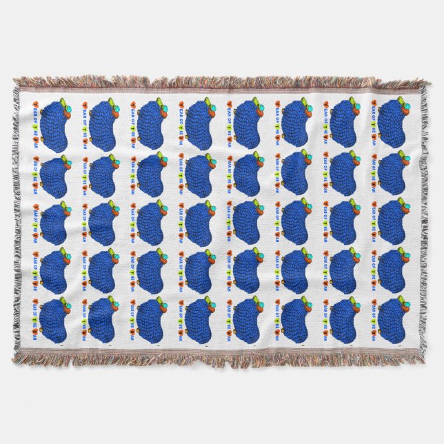 Blue Ram Chinese Year Zodiac Throw Blanket Decke (Vorderseite)