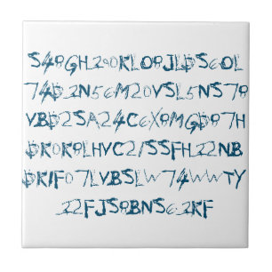 Blue Random Numbers Letters Funky Fliese