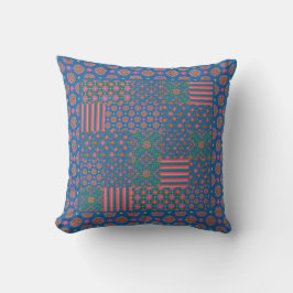 Blue Rangoli Patterns Imitate Patchwork Throw Kiss Kissen
