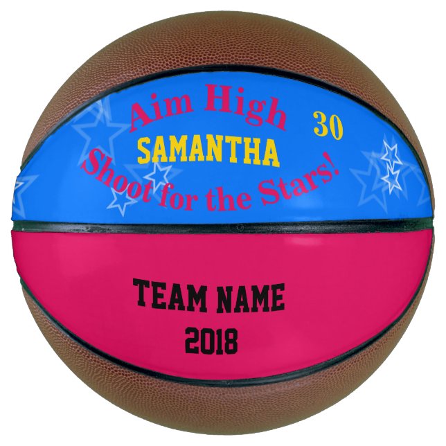 Blue Raspberry Personalisiert Name Stars Basketbal Basketball (Vorderseite)