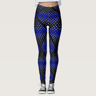 Blue Raster Pattern 01 Black BG Leggings
