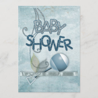 Blue Rattle Babydusche Einladung