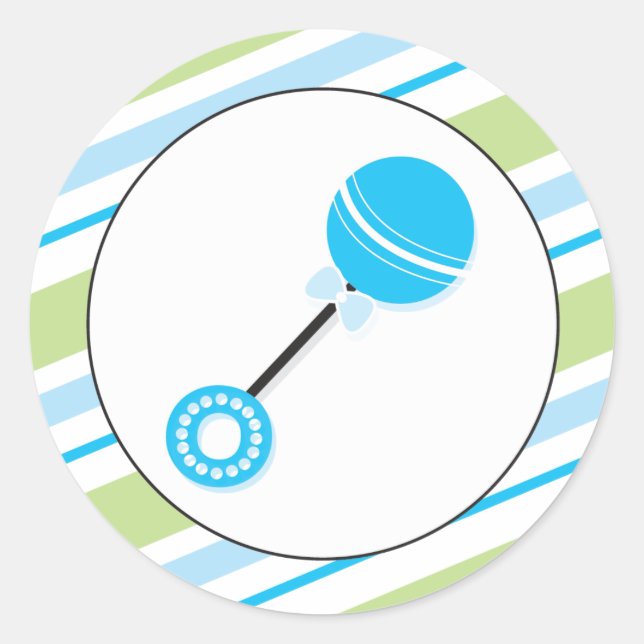 Blue Rattle | Babydusche Gefälligkeitsaufkleber Runder Aufkleber (Vorderseite)