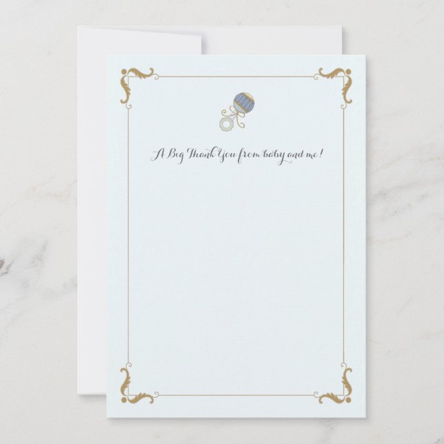 Blue Rattle Vielen Dank Notecard Mitteilungskarte (Vorderseite)