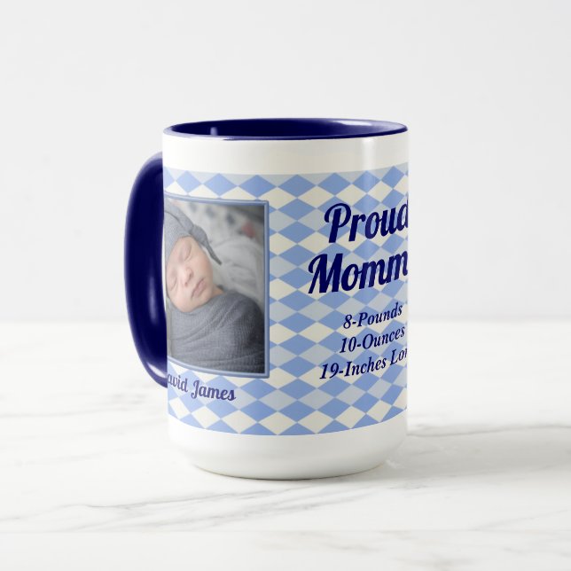 Blue Raute Proud Mommy 2 Foto Tasse (Vorderseite Links)