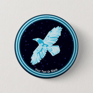 Blue Raven on Stars Button