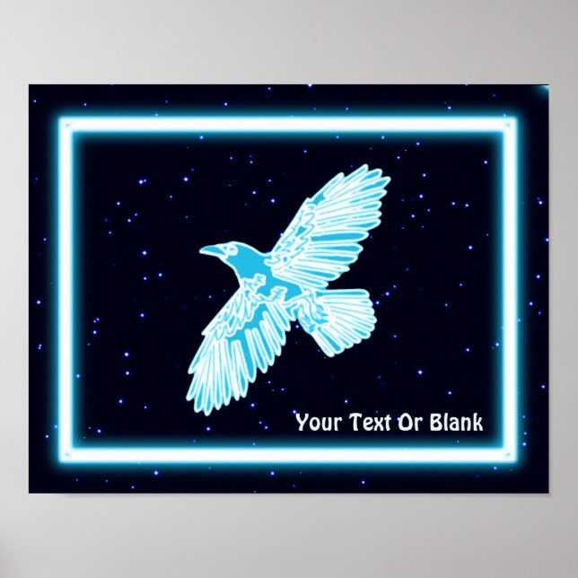 Blue Raven on Stars Poster (Vorne)
