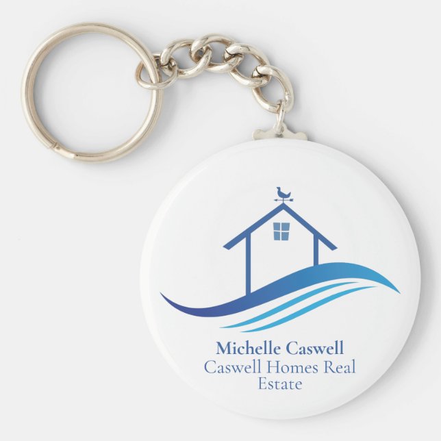 Blue Real Anwesen Company Zuhause - Modern Logo Schlüsselanhänger (Vorne)