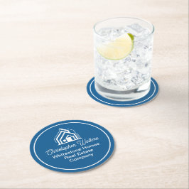 Blue Real Estate Company Custom Realtor Party Runder Pappuntersetzer