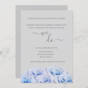 Blue Real Rose Blume Grau Elegant Wir Hochzeit Einladung