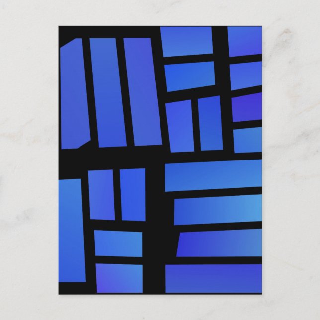 Blue Rectangular Tiles haben Black Background Postkarte (Vorderseite)
