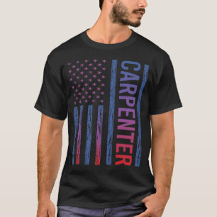 Blue Red American Flag Carpenter T-Shirt