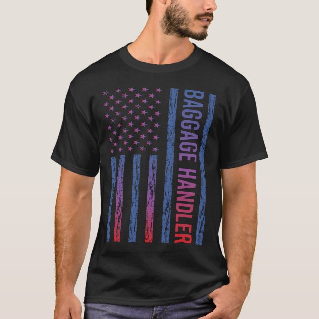 Blue Red American Flag Handler T-Shirt (Vorderseite)