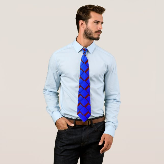 Blue Red Artsty Abstrakt Print Necktie Krawatte (Beispiel)