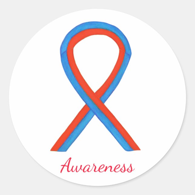 Blue & Red Awareness Ribbon Custom Sticker Decks (Vorderseite)