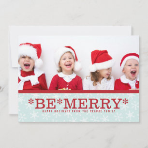 Blue Red Be Mermodernen Holiday Foto Card Feiertagskarte