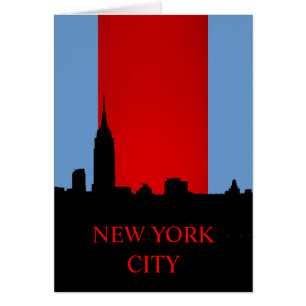 Blue Red Black New York Silhouette Card