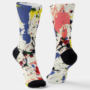 Blue Red Black Paint Spritzer Socken