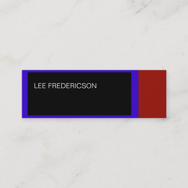 Blue Red Black Simple Schlicht Business Card Mini Visitenkarte (Vorderseite)