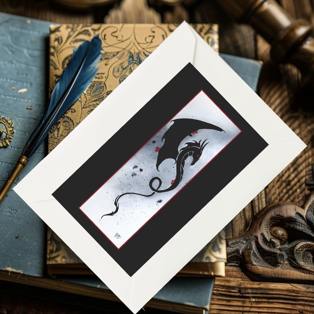 Blue Red Blume Black Dragon Rechteckiger Aufkleber (Von Creator hochgeladen)