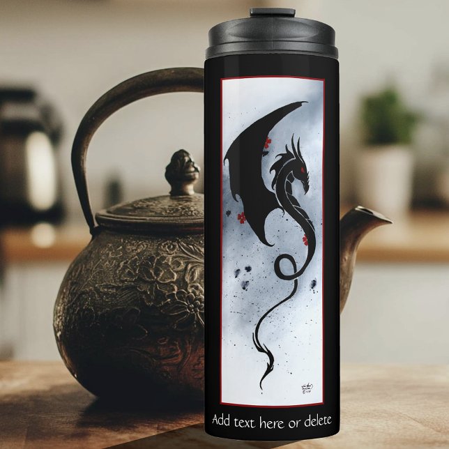 Blue Red Blume Black Dragon Thermosbecher (Von Creator hochgeladen)
