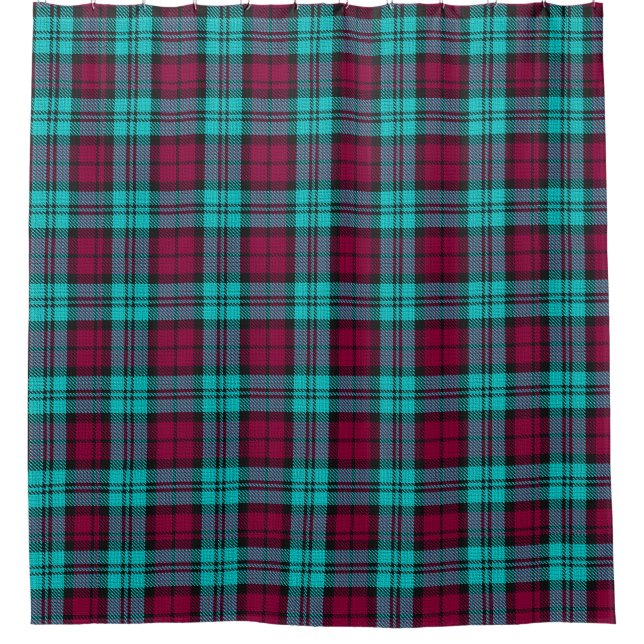 Blue Red Campbell Tartan Blackwatch Kariert Duschvorhang (Vorderseite)