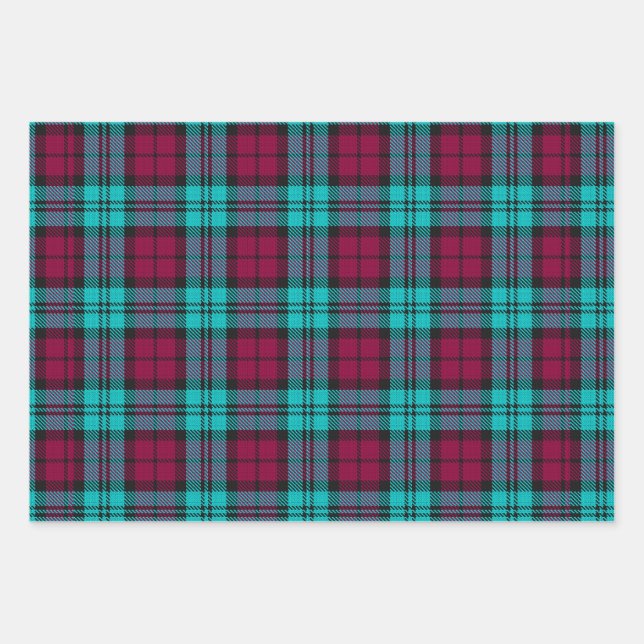 Blue Red Campbell Tartan Blackwatch Kariert Geschenkpapier Set (Vorderseite)