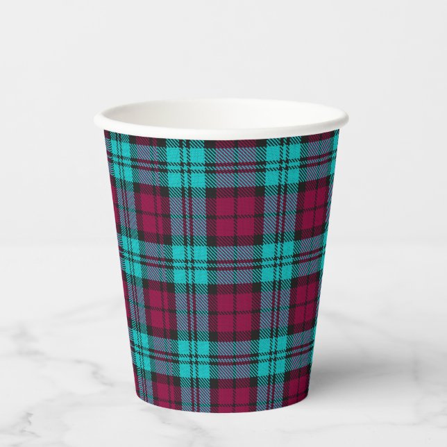 Blue Red Campbell Tartan Blackwatch Kariert Pappbecher (Vorderseite)