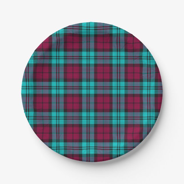 Blue Red Campbell Tartan Blackwatch Kariert Pappteller (Vorderseite)